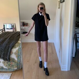 Classic Black Collared Shift Dress -Preppy and Timeless Style